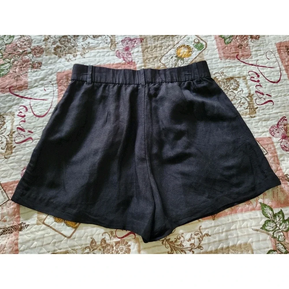 Women's Lined Blend Pleated Shorts High-Rise Pockets Black Size 8‎
